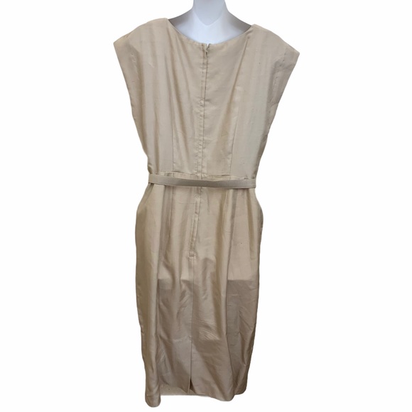 1950s Alexander Lipton Vintage Dress Sleeveless Belt Ivory Cream - Picture 14 of 14